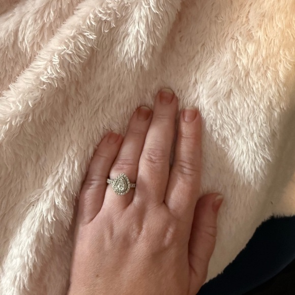 Zales White Gold Teardrop Halo Ring - Picture 7 of 7